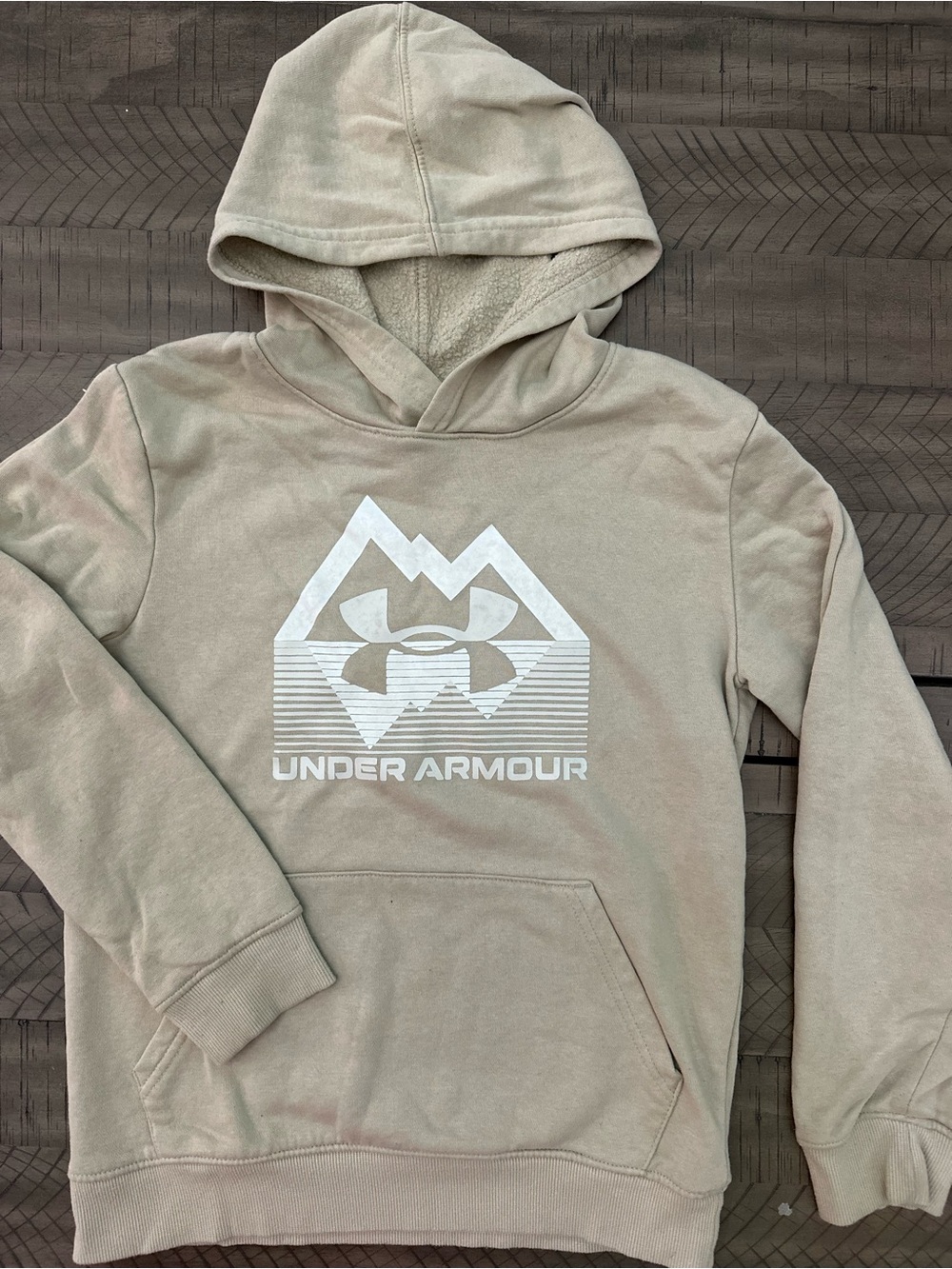 Under Armour Beige Pullover Hoodie with White Logo